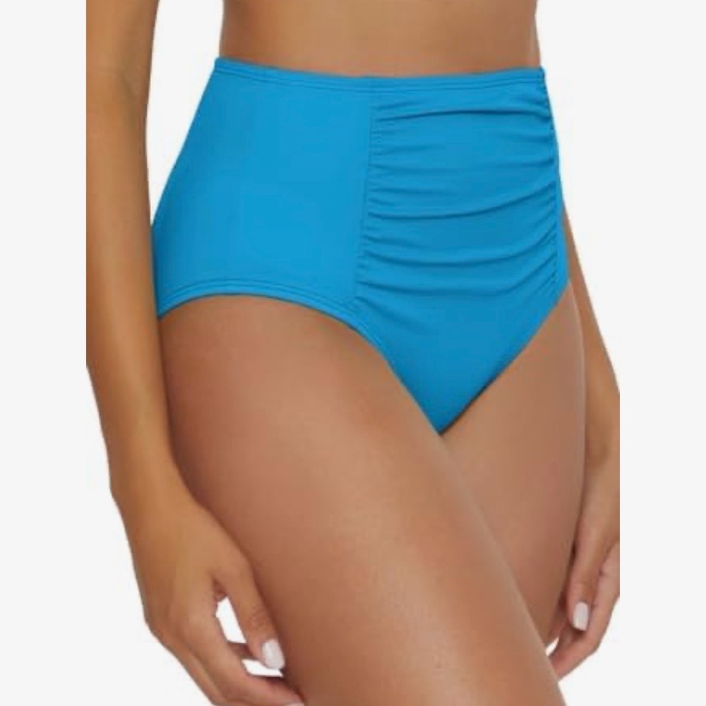 BCA Sky Blue High-Waist Shirred Front Full Coverage Bikini Bottom Small (4-6)NWT